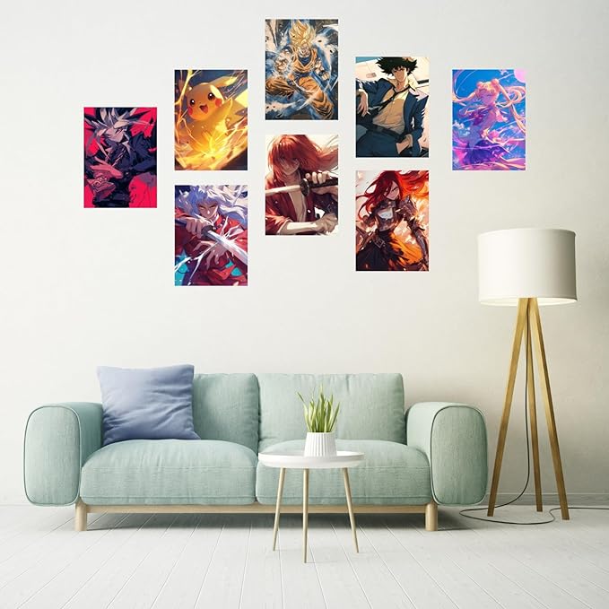 Set of 24 Assorted Anime Wall Posters for Room Decor | A4 Size (11.9x8.3 inch) | 230 GSM Glossy Paper | Multicolored Anime Prints