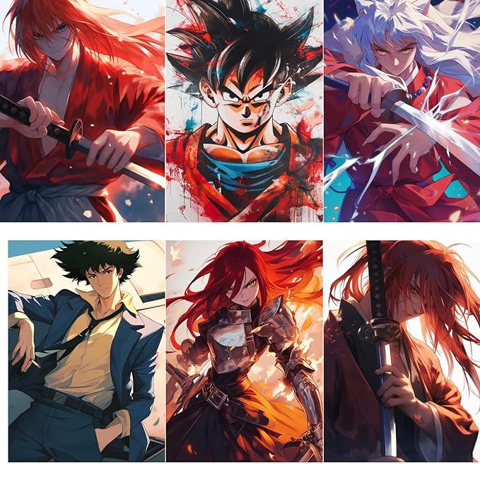 Set of 24 Assorted Anime Wall Posters for Room Decor | A4 Size (11.9x8.3 inch) | 230 GSM Glossy Paper | Multicolored Anime Prints