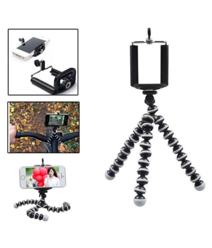 6-inch Mini Gorilla Tripod/Monopod 360 Degree Rotation with Octopus Legs and Hook (Black & White)