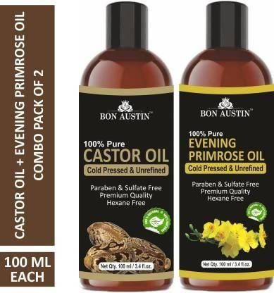 Bon Austin 100% Pure & Natural Castor Oil & Evening Primrose Hair Oil (Pack of 2)