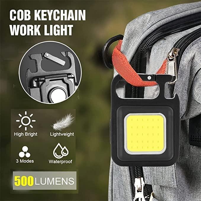 Mini LED COB Flashlight , Keychain Light, 500 Lumen Rechargeable Flashlights