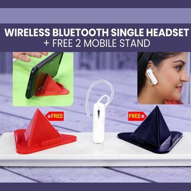 Fidato Wireless Bluetooth Single Headset With Free 2 Mobile Stands