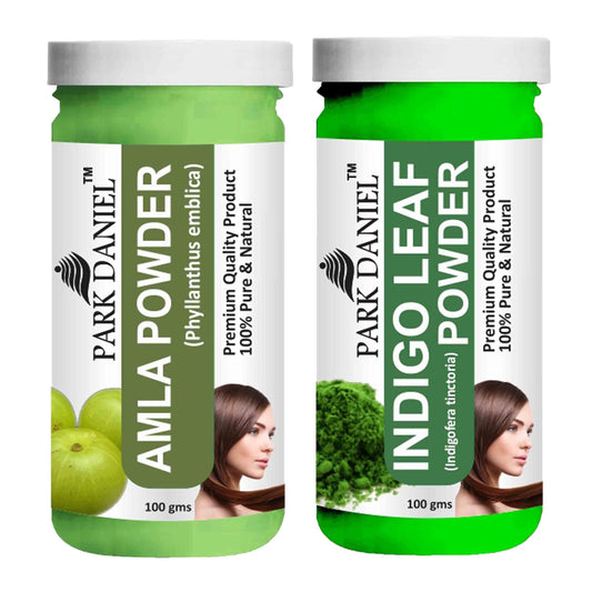 Park Daniel Amla Powder & Indigo Leaf Powder Combo pack of 2 Jars of 100 gms(200 gms)