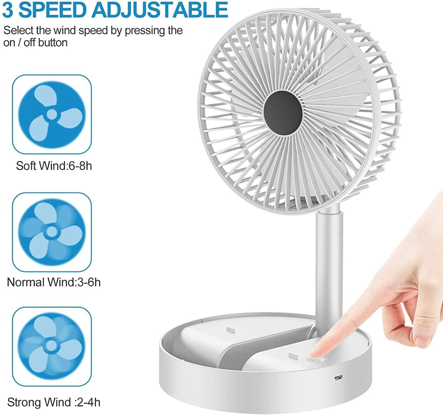 Rechargeable Adjustable Folding Telescopic Table Fan