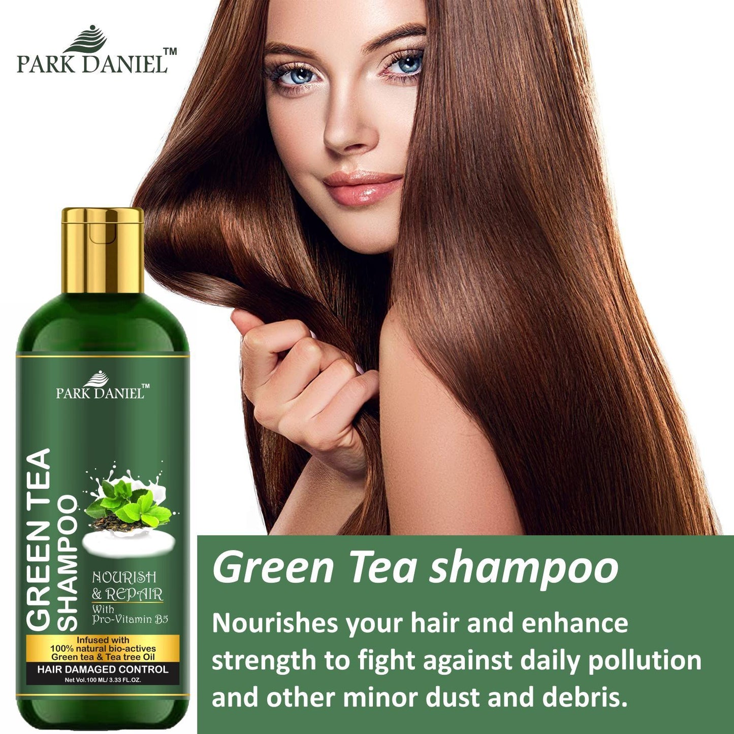 Park Daniel Premium Pure and Natural Onion Ginger & Green Tea Shampoo Combo Pack Of 2 bottle of 100 ml(200 ml)
