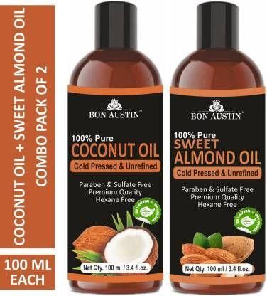 Bon Austin Coconut Oil & Sweet Almond Hair Oil (Pack of 2)