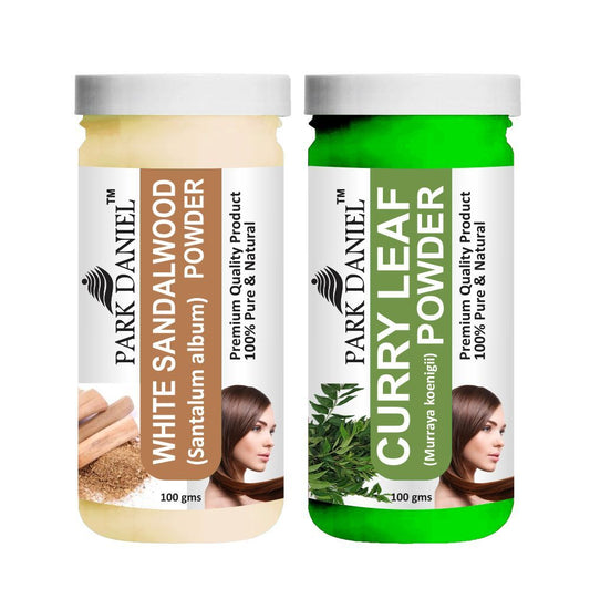 Park Daniel White Sandalwood Powder & Curry Leaf Powder Combo pack of 2 Jars of 100 gms(200 gms)