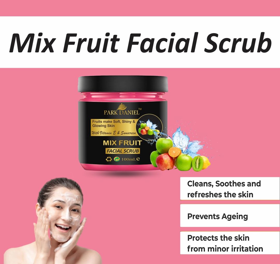 Park Daniel Papaya and Mix Fruit Facial Scrub For Balck Head & Dead Skin Removal Combo Pack of 2 Jars of 100 ml(200 ml)