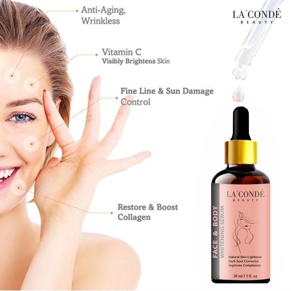 La'Conde Face and Body Skin Whitening Serum Uneven tone, Reduce Dark Patches Pack of 3 of 30 ML(90 ML)