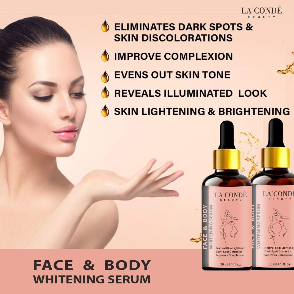 La'Conde Face and Body Skin Whitening Serum Uneven tone, Reduce Dark Patches Pack of 3 of 30 ML(90 ML)