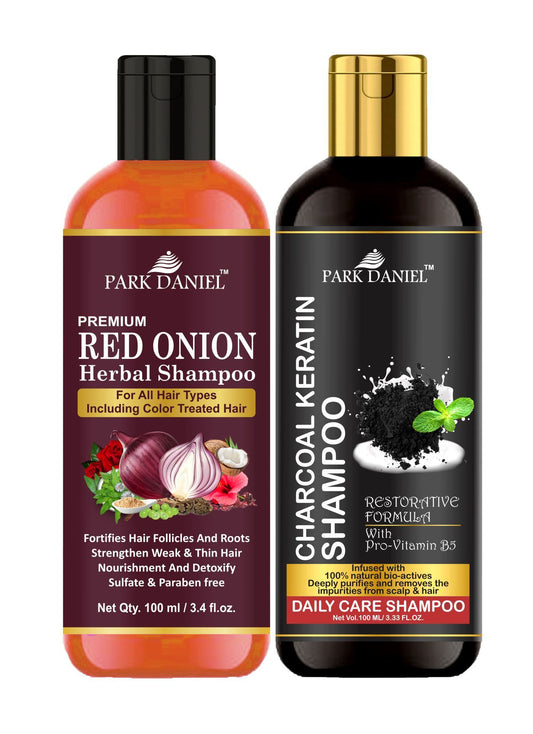 Park Daniel Red Onion Shampoo & Charcoal Keratin Shampoo Combo Pack Of 2 bottle of 100 ml(200 ml)