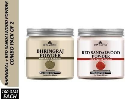 Bon Austin Bhringraj Powder & Red Sandalwood Face Mask Powder (Pack Of 2)