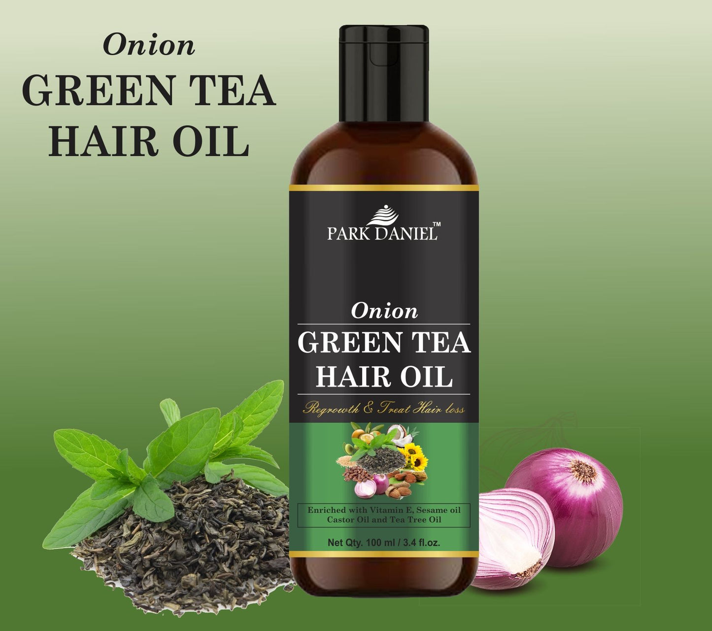Park Daniel Green Tea Oil & Coconut Shampoo Combo Pack Of 2 bottle of 100 ml(200 ml)