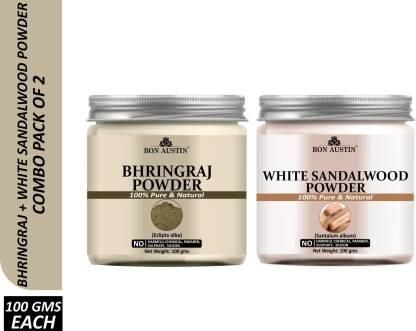 Bon Austin Bhringraj Powder & White Sandalwood Face Mask Powder (Pack Of 2)