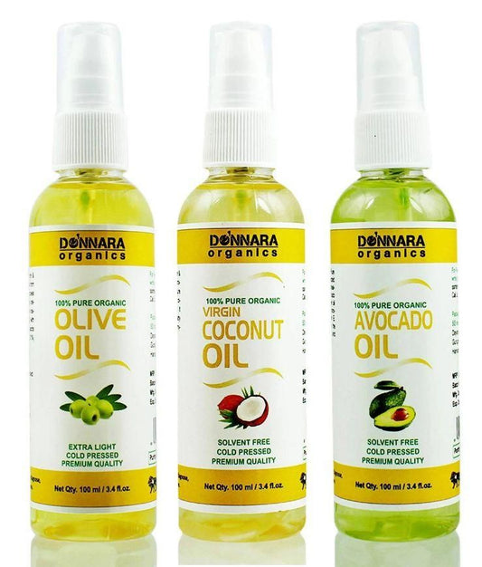 Donnara Organics Olive oil, Coconut oil & Avocado Hair Oil (Pack of 3)
