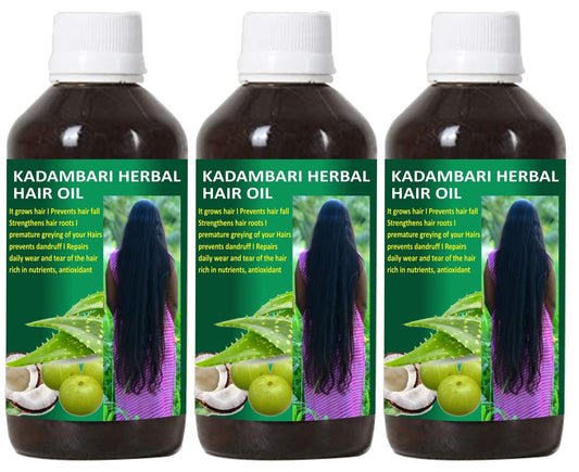Donnara Organics Adivasi Kadambari Herbal Hair Oil For Strong, Healthy and Shiny Hair Combo pack of 3 bottles of 125 ml(375 ML)