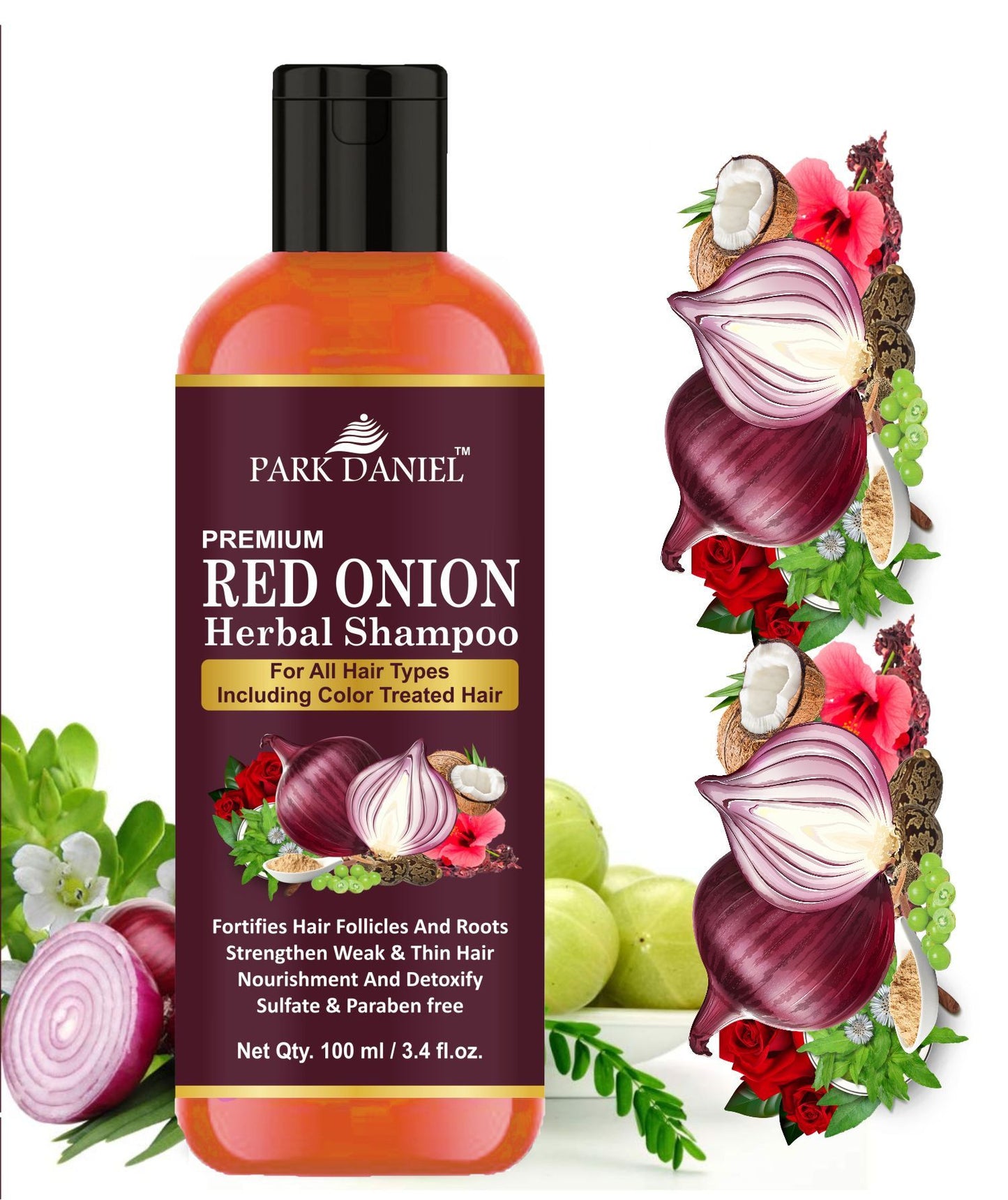 Park Daniel Red Onion Shampoo & Charcoal Keratin Shampoo Combo Pack Of 2 bottle of 100 ml(200 ml)