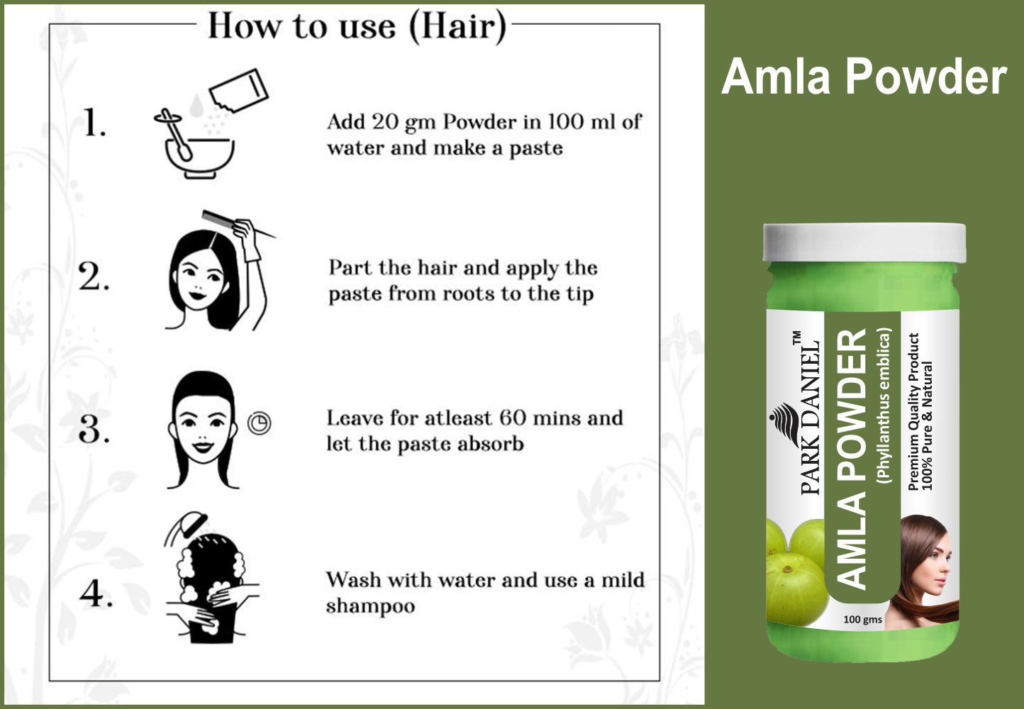 Park Daniel Hibiscus Powder & Amla Powder Combo pack of 2 Jars of 100 gms(200 gms)